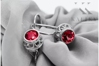 Plata de ley 925 Rubí Pendientes Artesanía vintage vec117s